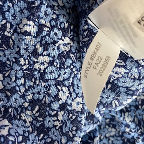 J. Crew Peasant Top Floral Printed Ruffle Trim‎ Small Blue Cotton NWT TP-2449 - Picture 9 of 9